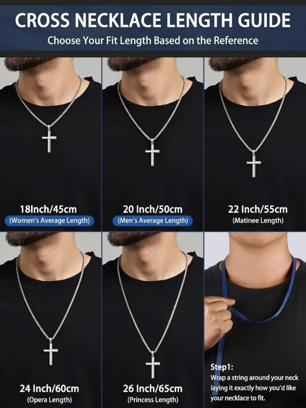 Men's 925 Sterling Silver Cross Necklace, Gold Plated with Wheat Chain, Gift